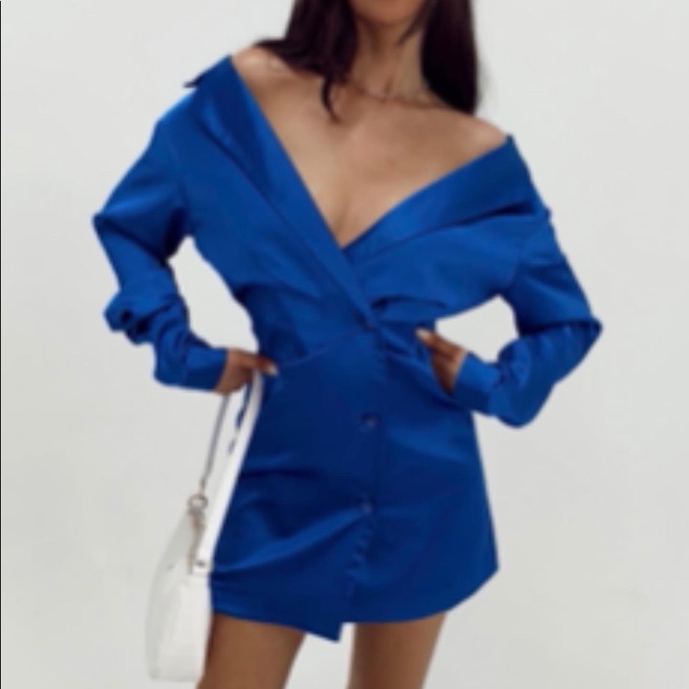 Princess Polly Blue off the shoulder dress